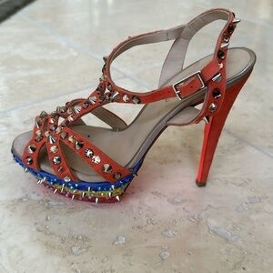 GREYMER leather swarovski crystals platform high size 36